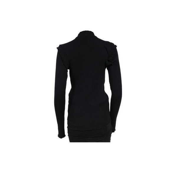 Current/Elliott Womens Ribbed Sweater Medium Navy Black Cotton Long Sleeve - Picture 2 of 12